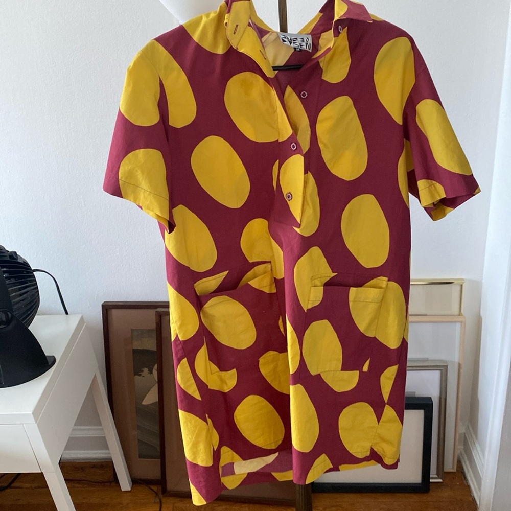 Dusen Dusen Polka Dot Short Sleeve Shirt Dress